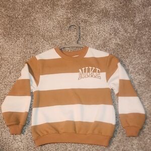 Nike Brown and White Striped Kids Sweatshirt